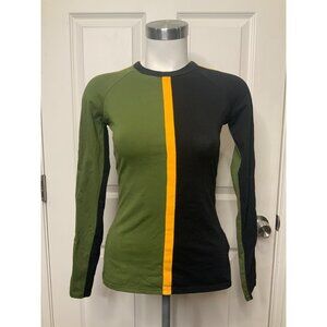 Proenza PSWL Green, Black & Yellow Colorblock Long Sleeve Shirt, Size Small